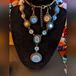 SALE - Stunning Moonstone Necklace and Earring Set